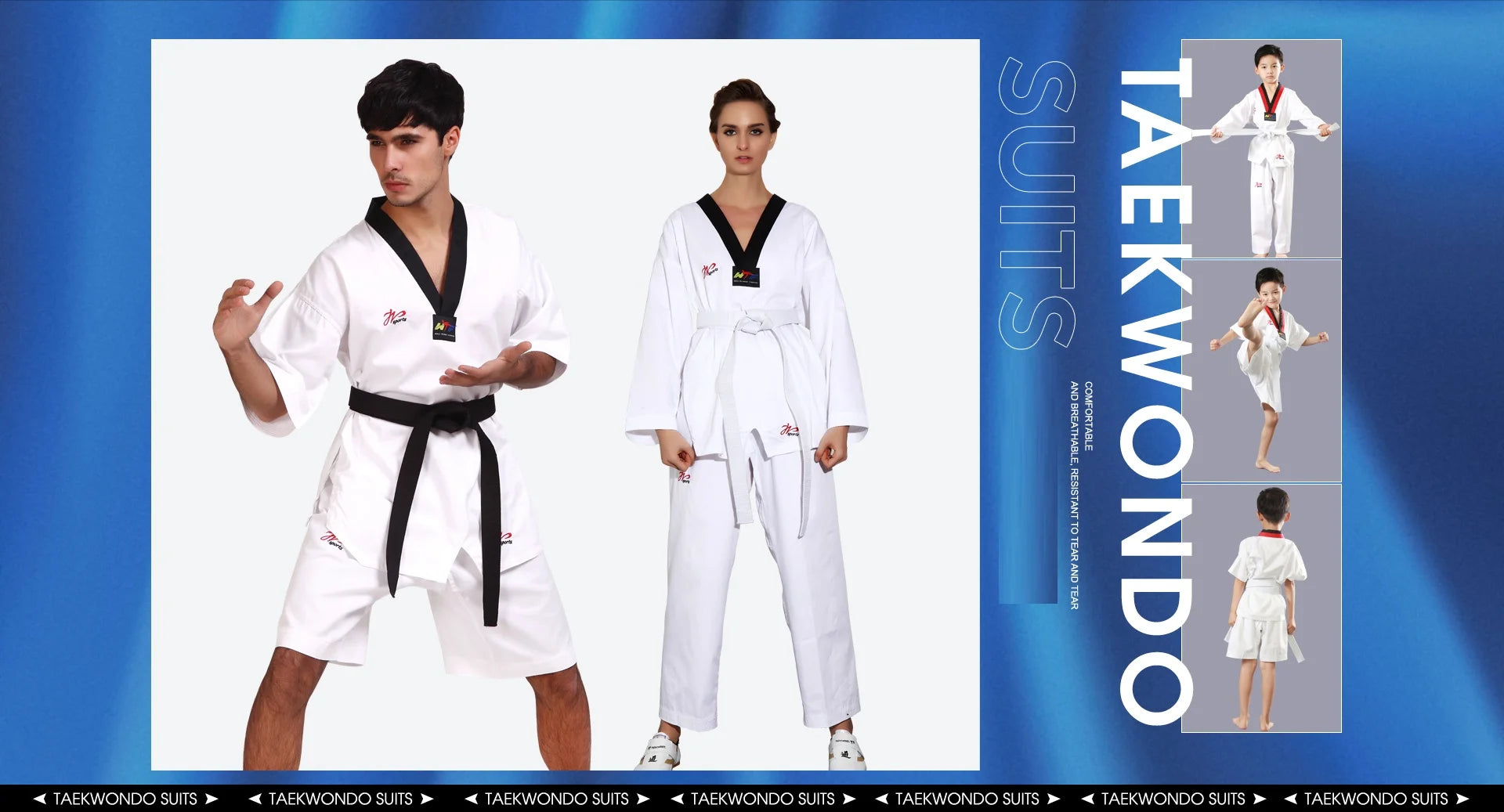 White Taekwondo Uniform For Competition Daily Training WTF Logo Karate Judo Dobok Clothes Children Adult Unisex Martial Arts Gi