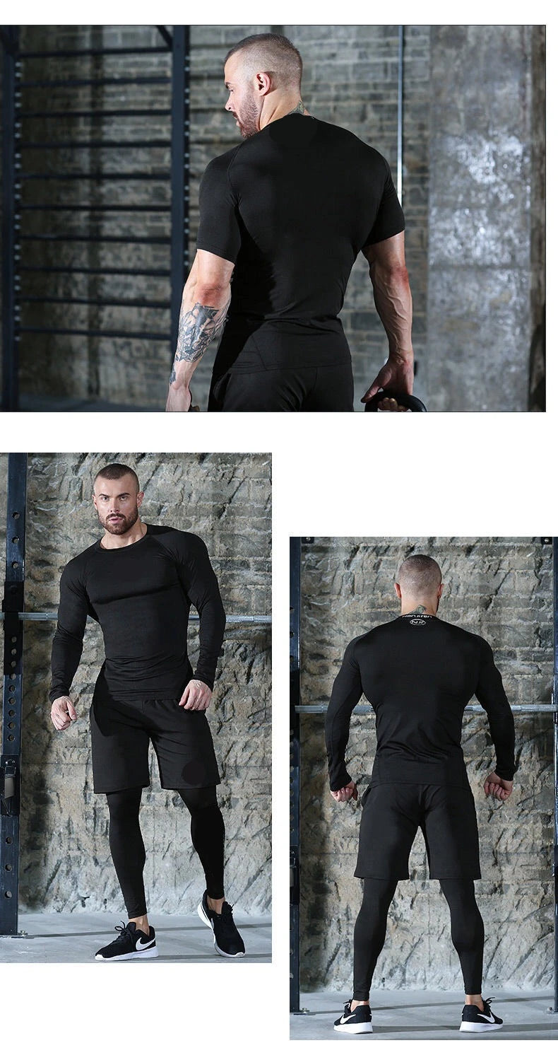 Men's Running Training Sportswear Cycling Slow Running Quick Drying Fitness Clothes Sanda Fitness Exercise Tight Fitting Clothes