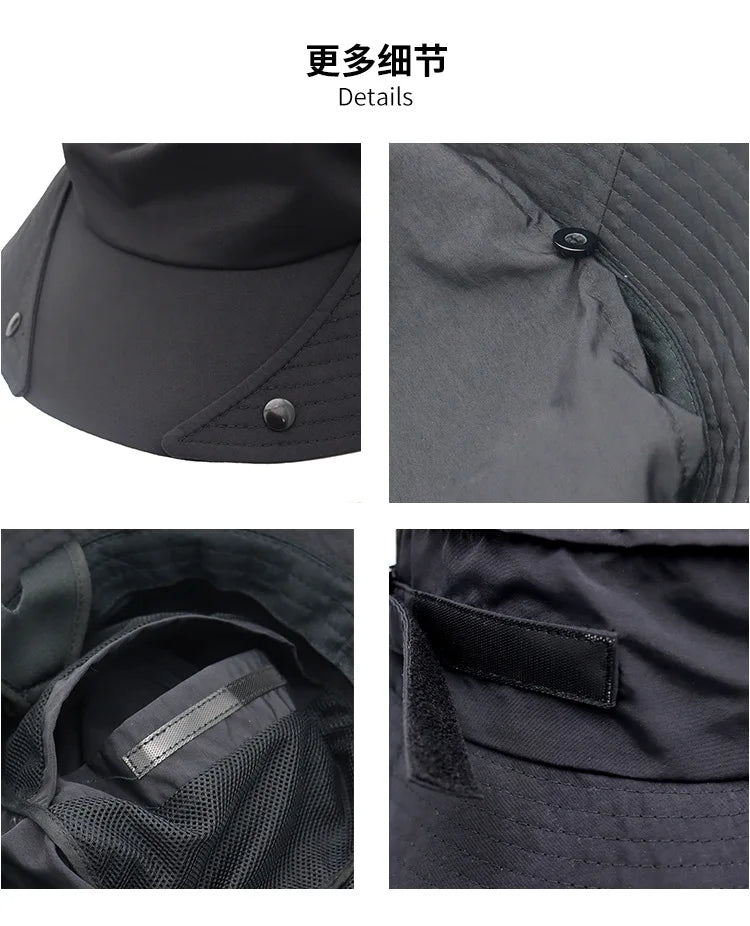 Men's Large Eaves Sun Hat – Detachable Fisherman Surf Cap for Ultimate Summer UV Protection