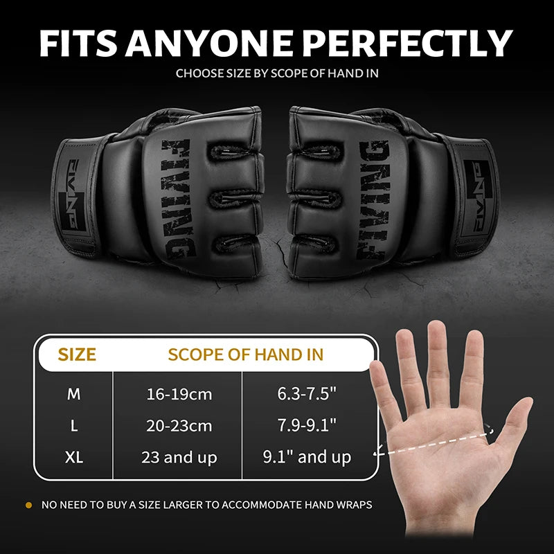 FIVING Half Finger Boxing Gloves – PU Leather MMA, Kickboxing, Karate & Muay Thai Training Gloves
