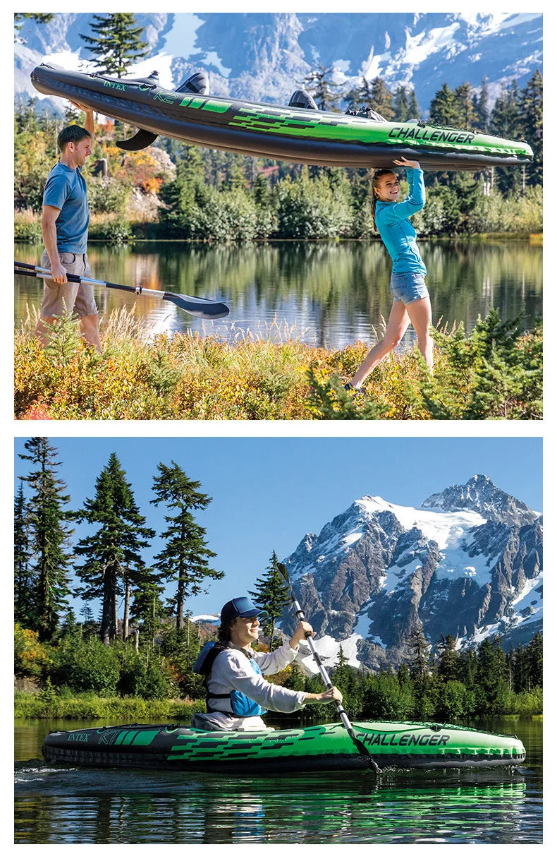 đŁââïž Adventure-Ready Inflatable Kayak â Single Person Fishing & Water Sports Raft | Includes Paddles đ