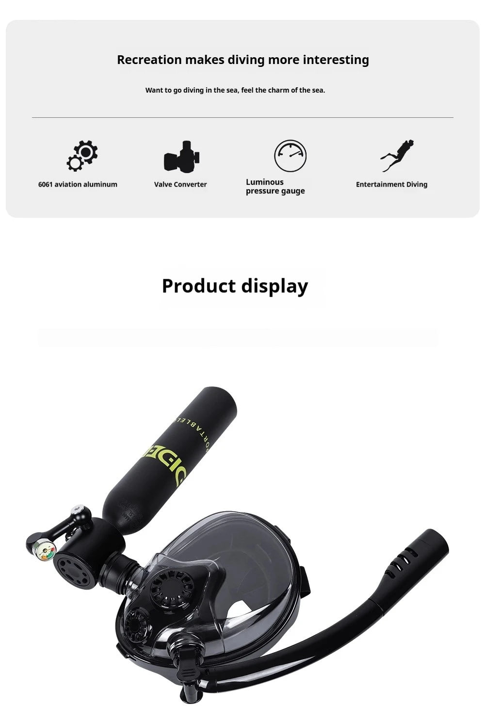 đ Mini Scuba Diving Tank with Sub Mask â Portable 0.5L Underwater Breathing Kit for the Whole Family đââïž