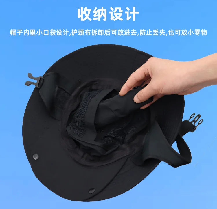Men's Large Eaves Sun Hat – Detachable Fisherman Surf Cap for Ultimate Summer UV Protection