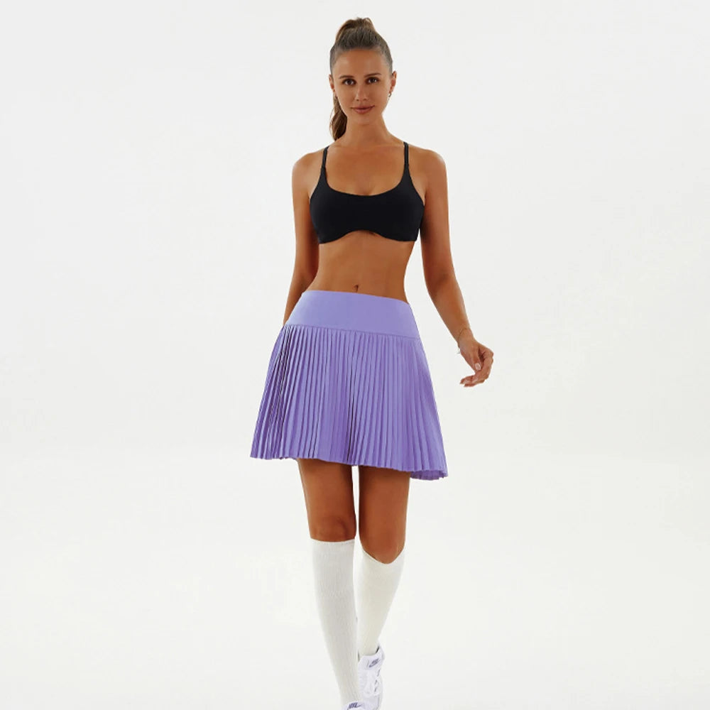 Women's Pleated Tennis Skort with Pockets and Shorts