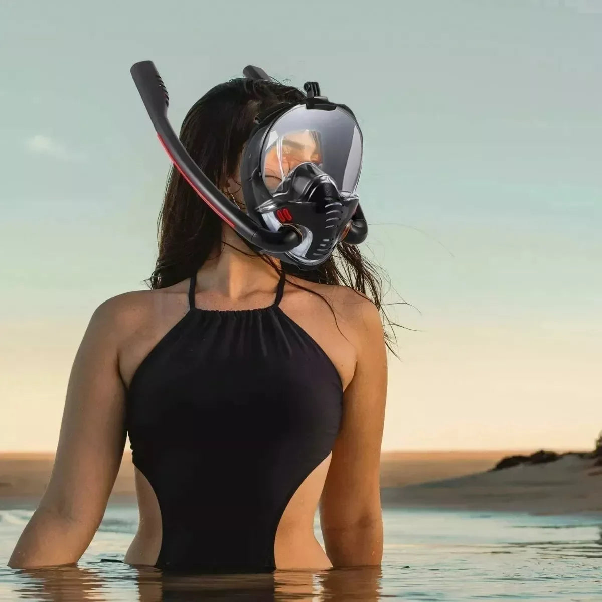 Full Dry Double Tube Snorkeling Mask for Adults