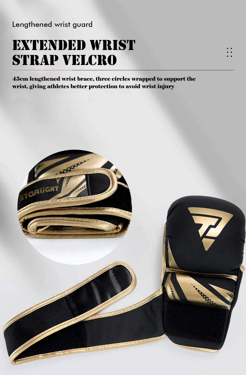 Half Finger Professional Boxing Gloves – PU Leather MMA, Karate, Muay Thai Training Gloves for Men