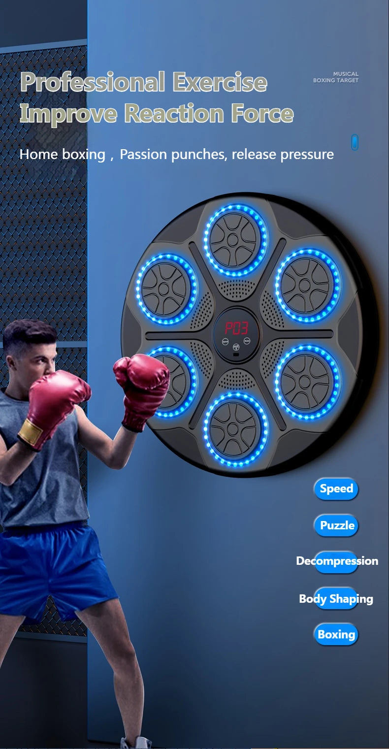Smart Bluetooth Music Boxing Machine – Wall-Mounted Electronic Punching Trainer for Gym & Home
