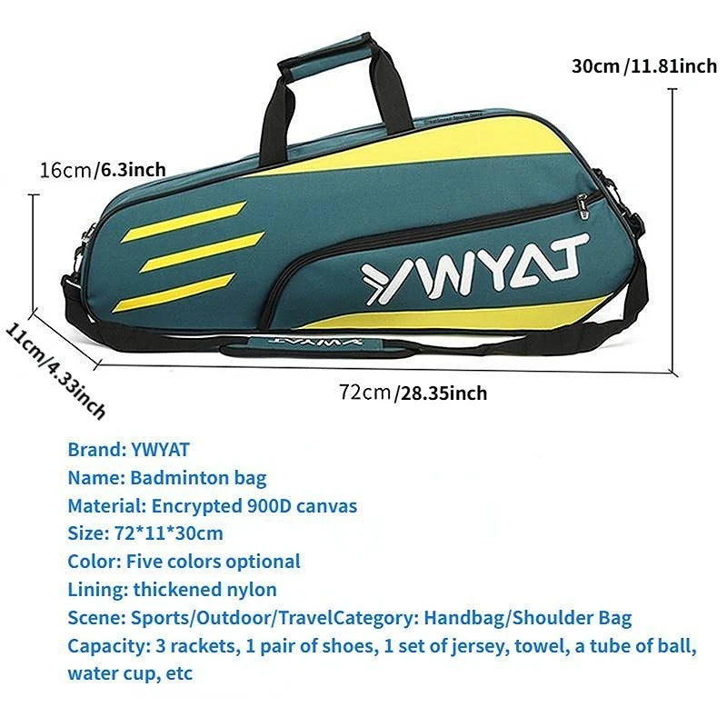Waterproof Nylon Racket Bag with Shoulder Straps