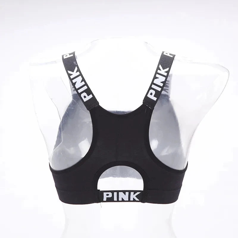 1 PC Women's Sports Bra Push Up Fitness Bra Running Yoga Gym Fitness Top Black White Letters Seamless Underwear Bras Sport