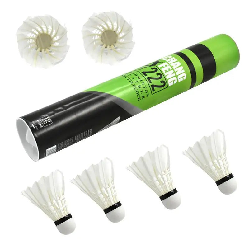 12-Pack Goose Feather Badminton Shuttlecocks Set
