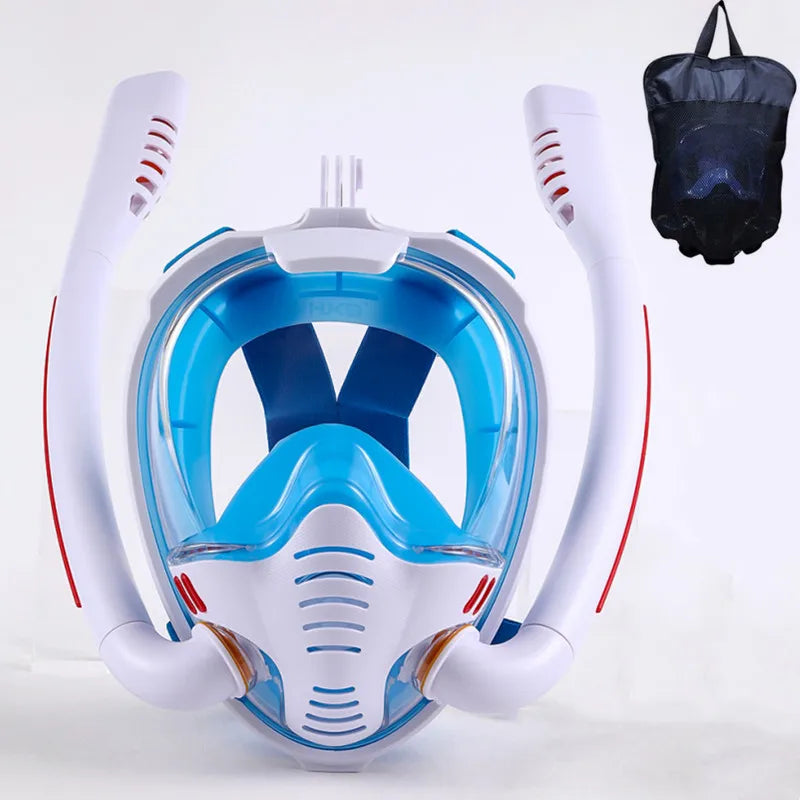 Full Dry Double Tube Snorkeling Mask for Adults