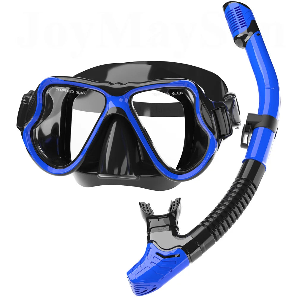 Dry Snorkel Mask Set with Panoramic Anti-Fog View for Adults