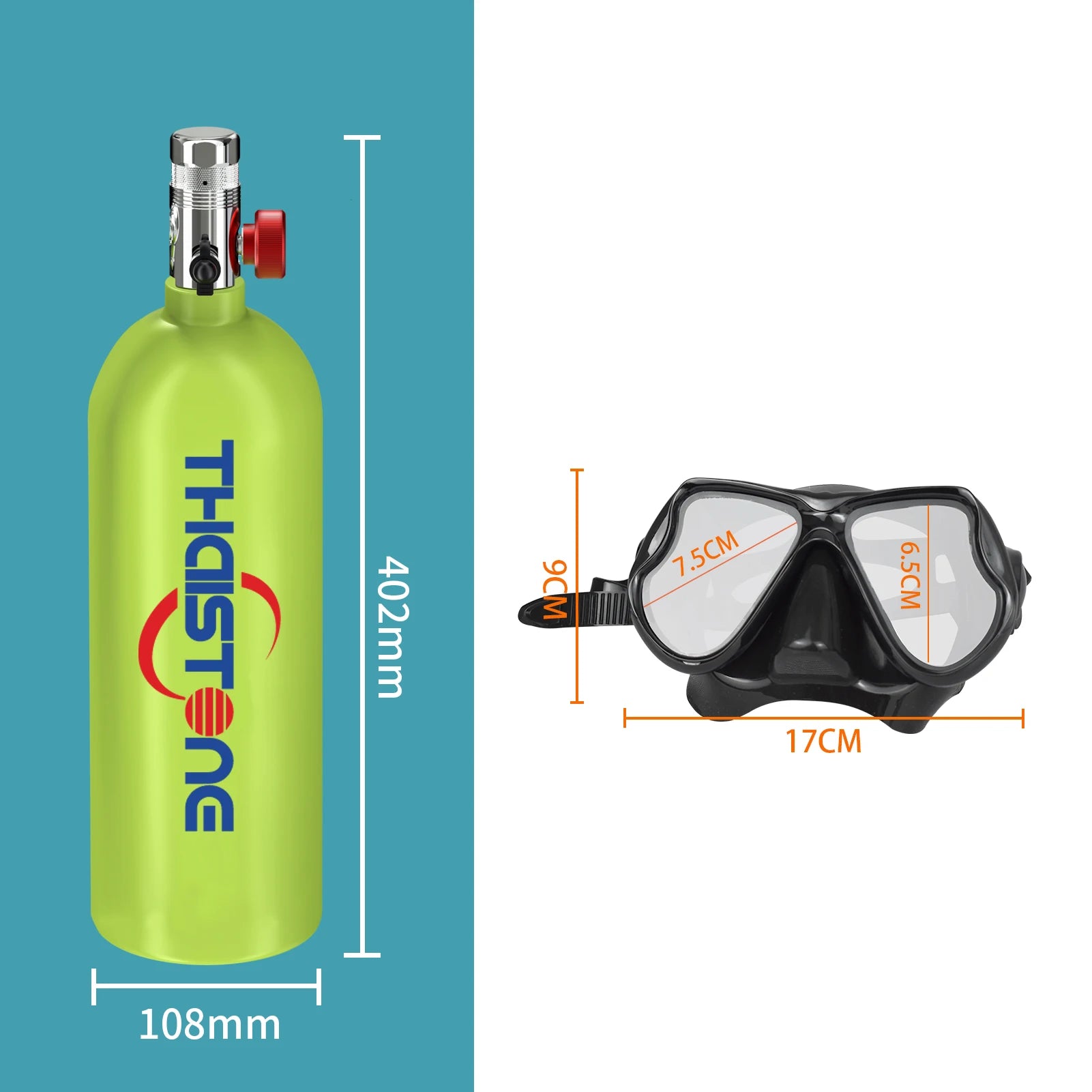 TAIITONEE Scuba Diving Bottle 2.3L High Pressure Oxygen Tank