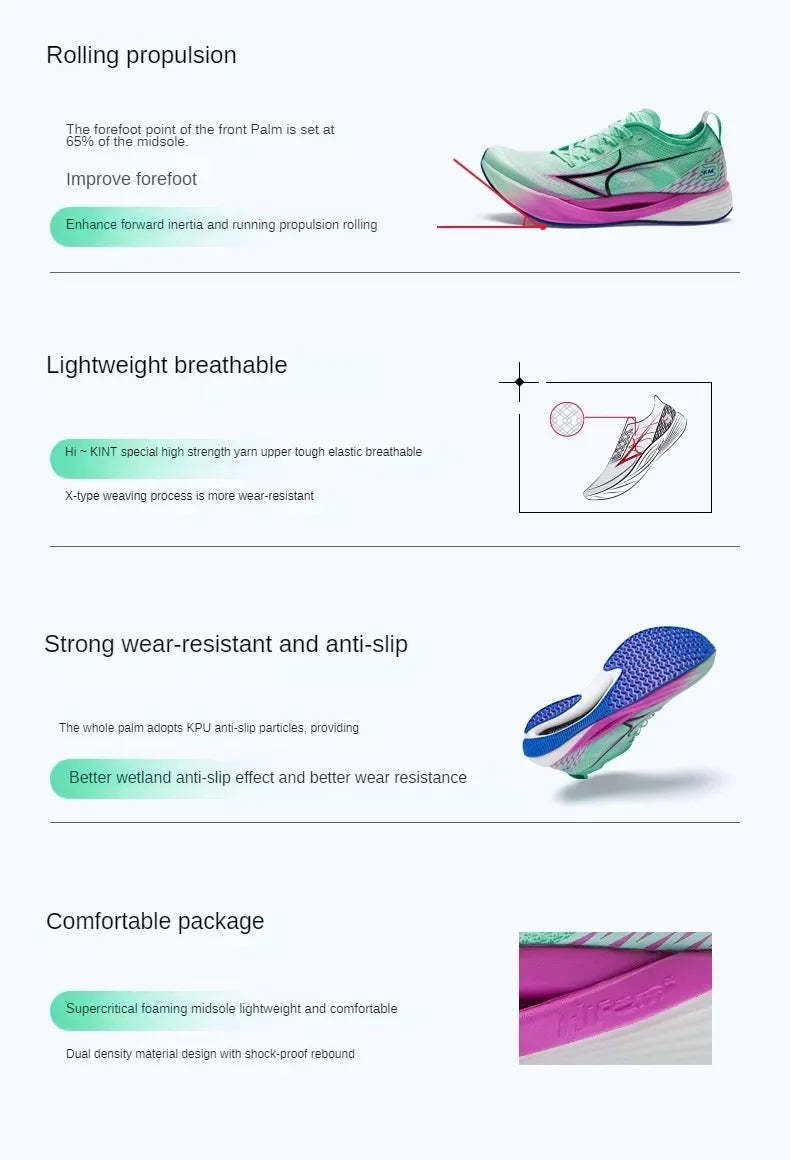 đââïž Health KM3 Full Carbon Plate Sprint Sneakers | Track & Field Competition Shoes