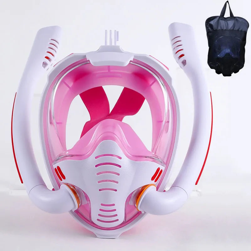 Full Dry Double Tube Snorkeling Mask for Adults