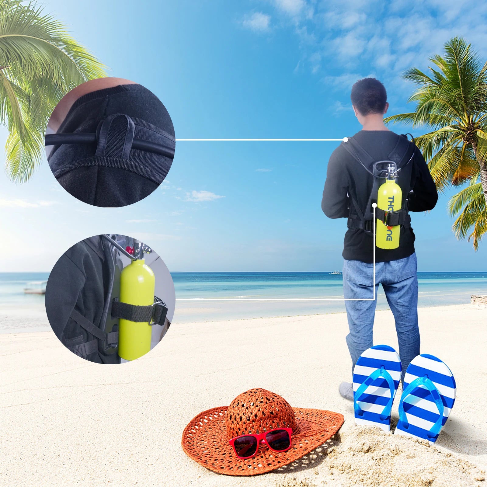 TAIITONEE Scuba Diving Bottle 2.3L High Pressure Oxygen Tank