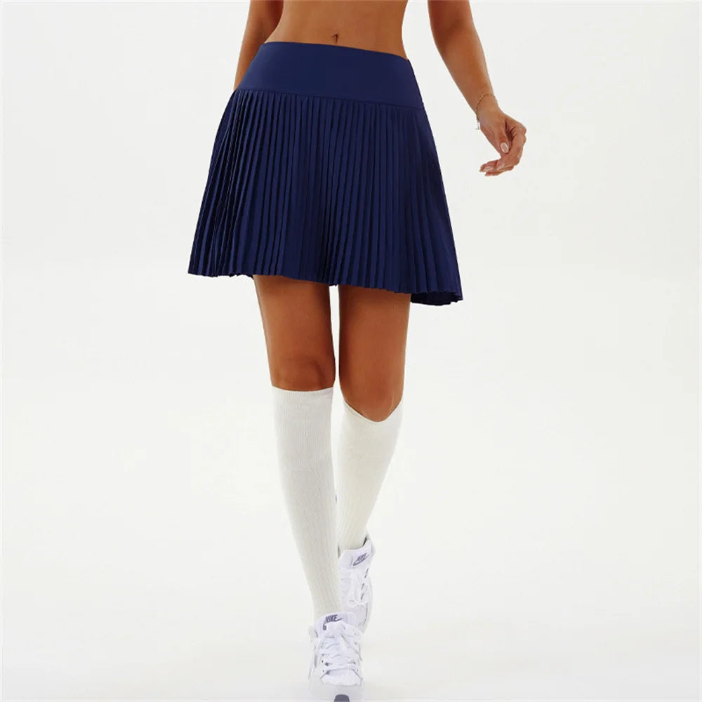 Women's Pleated Tennis Skort with Pockets and Shorts