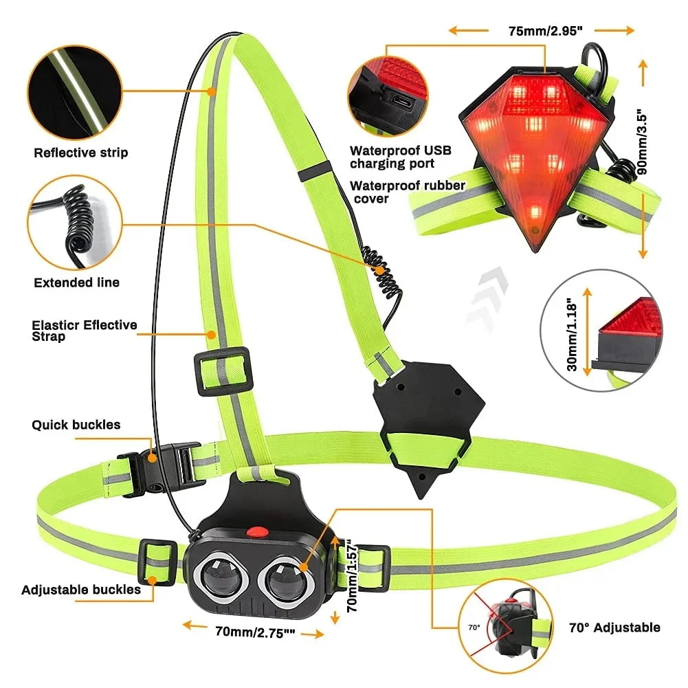 LED Night Running Light - USB Rechargeable Chest Lamp for Outdoor Sports and Safety đ