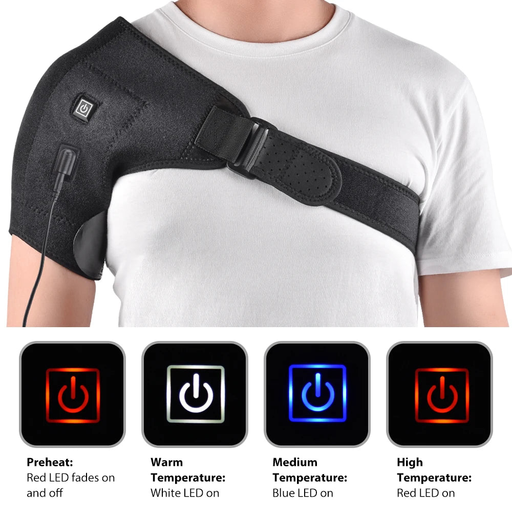 đ Heat Therapy Shoulder Brace â Adjustable Heating Pad for Frozen Shoulder, Bursitis, Tendinitis & Strain | Hot & Cold Support Wrap đ„âïž