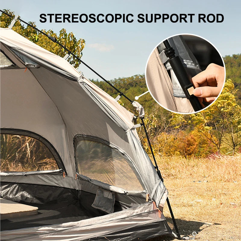 âș Hexagonal Mushroom Outdoor Tent | Quick Open for 3-6 Person Family | UV Camping Awning & Beach Pergola