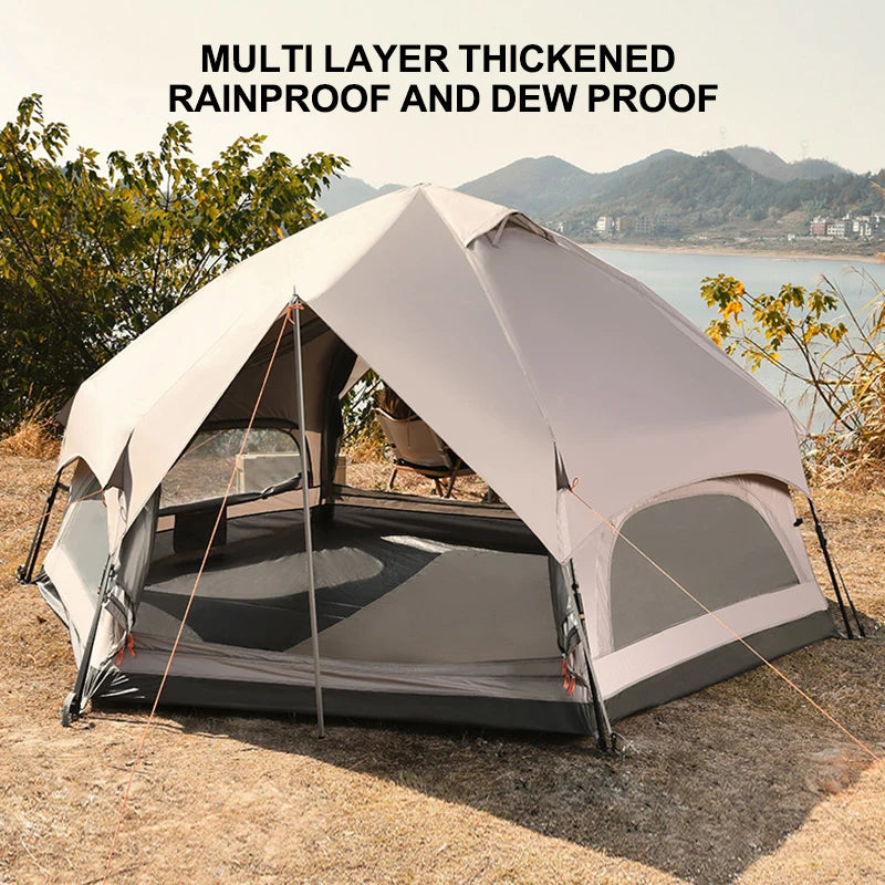 âș Hexagonal Mushroom Outdoor Tent | Quick Open for 3-6 Person Family | UV Camping Awning & Beach Pergola