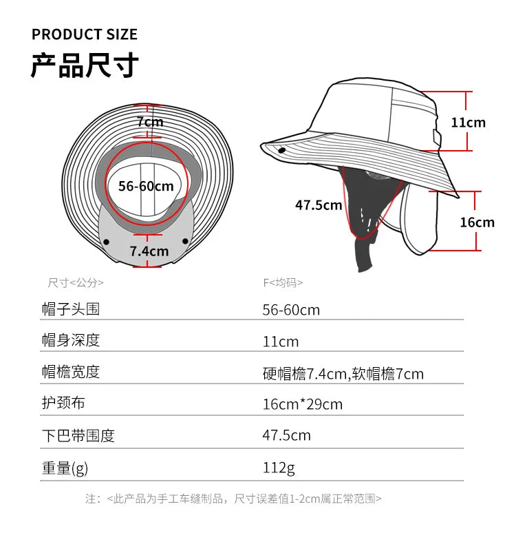 Men's Large Eaves Sun Hat – Detachable Fisherman Surf Cap for Ultimate Summer UV Protection