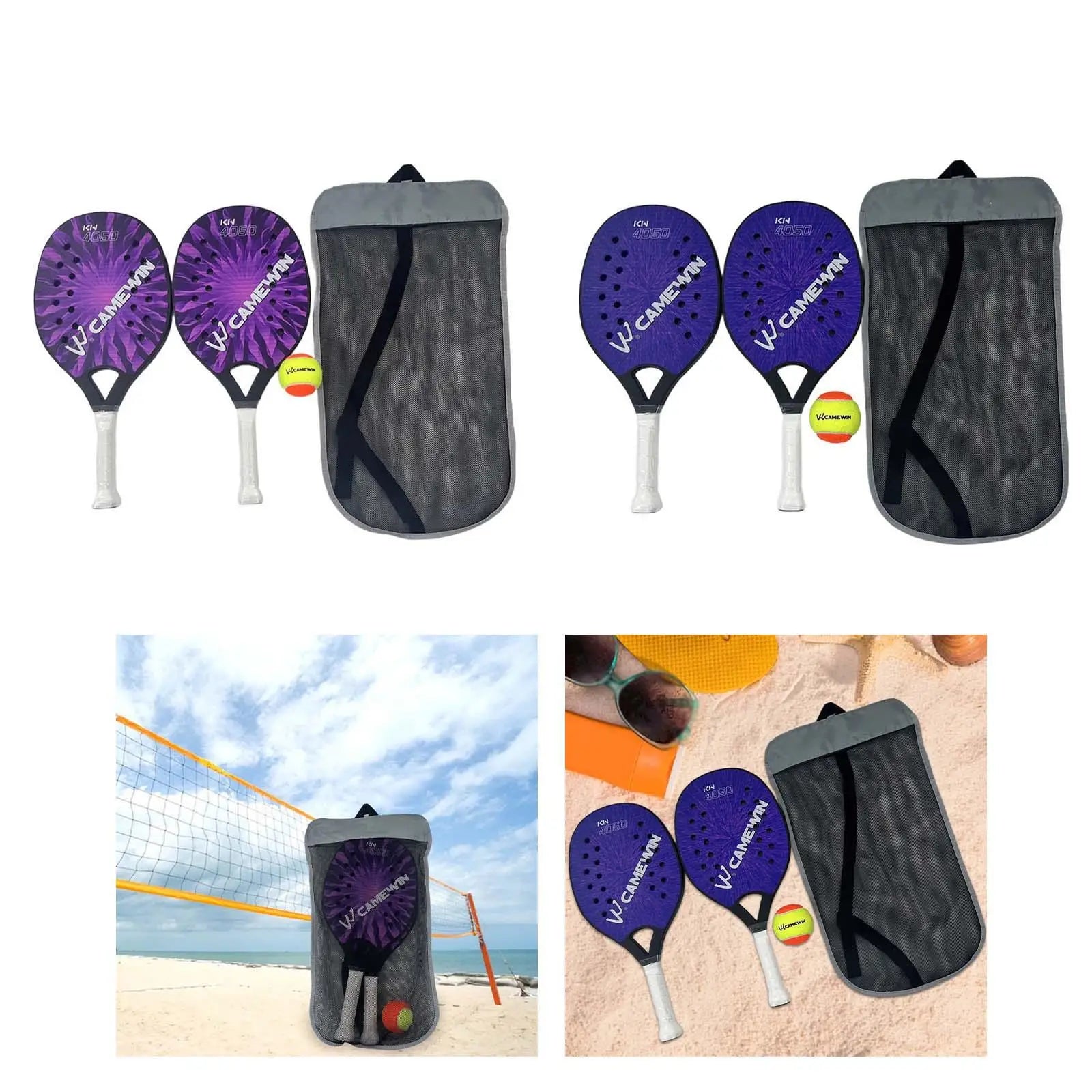 2Pcs Lightweight Beach Tennis Rackets with EVA Core