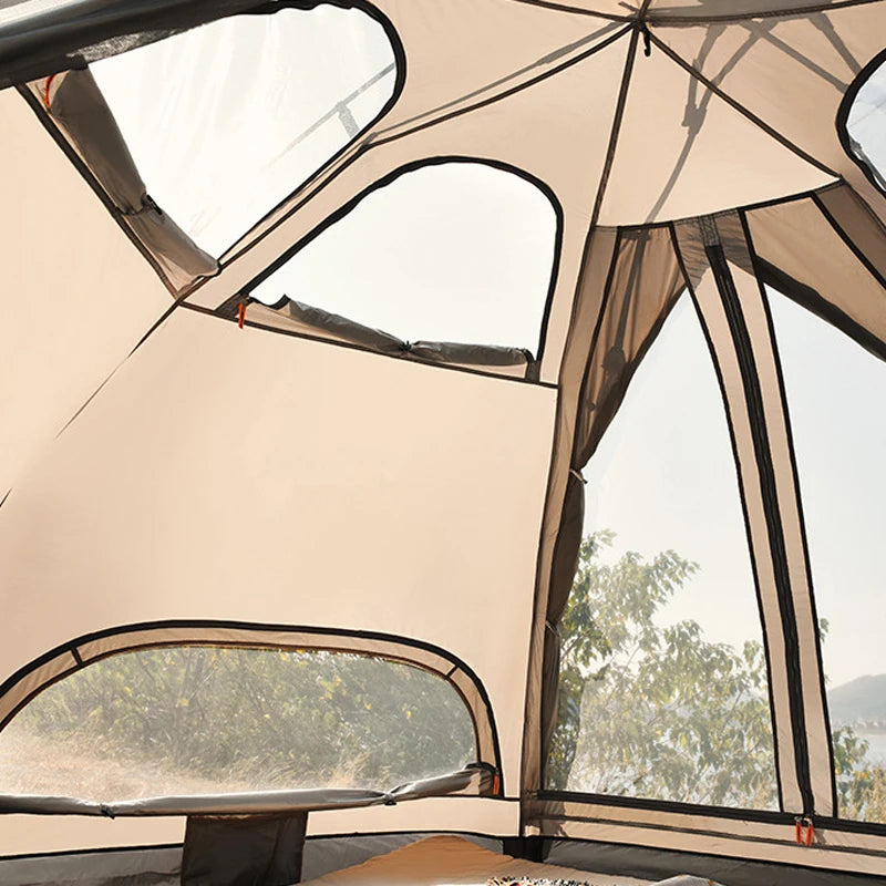 âș Hexagonal Mushroom Outdoor Tent | Quick Open for 3-6 Person Family | UV Camping Awning & Beach Pergola