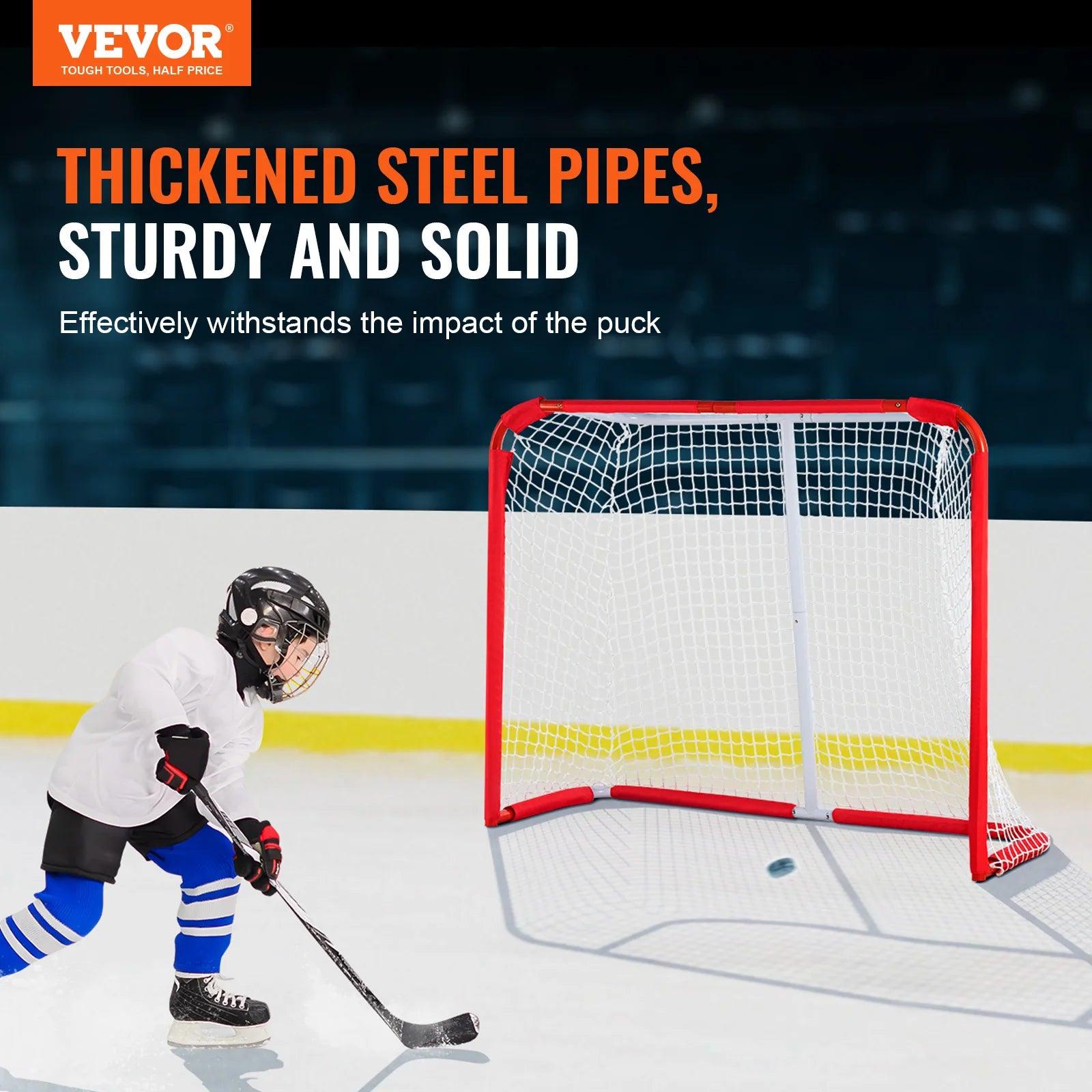 đ VEVOR Portable Steel Hockey Goal for Kids | Lightweight Street & Roller Hockey Training Net