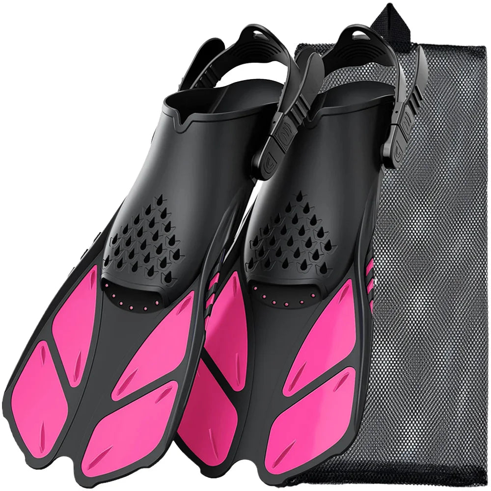 Adjustable Silicone Snorkel Fins for Adults Travel Size