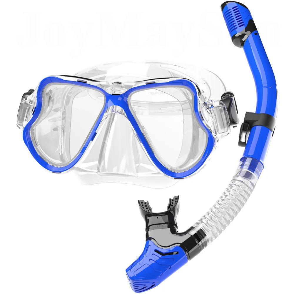 Dry Snorkel Mask Set with Panoramic Anti-Fog View for Adults