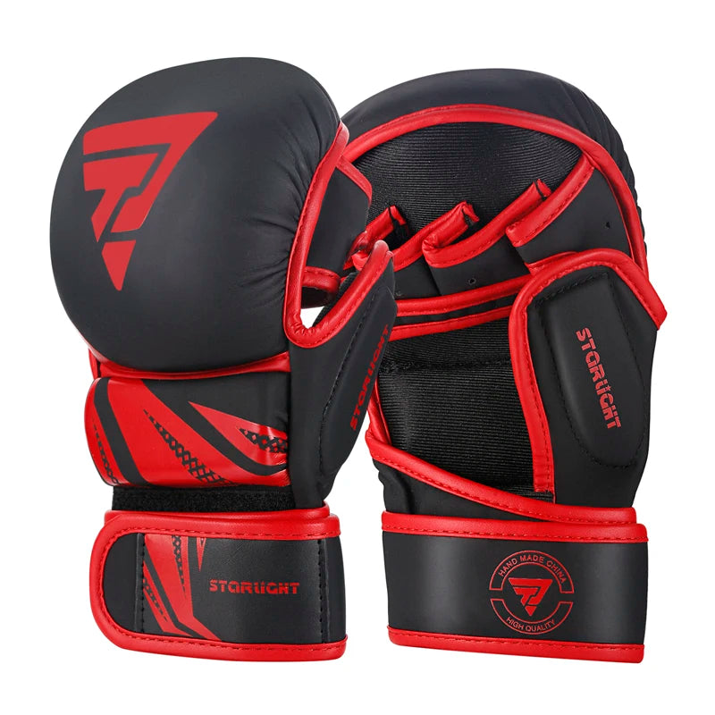 Half Finger Professional Boxing Gloves – PU Leather MMA, Karate, Muay Thai Training Gloves for Men