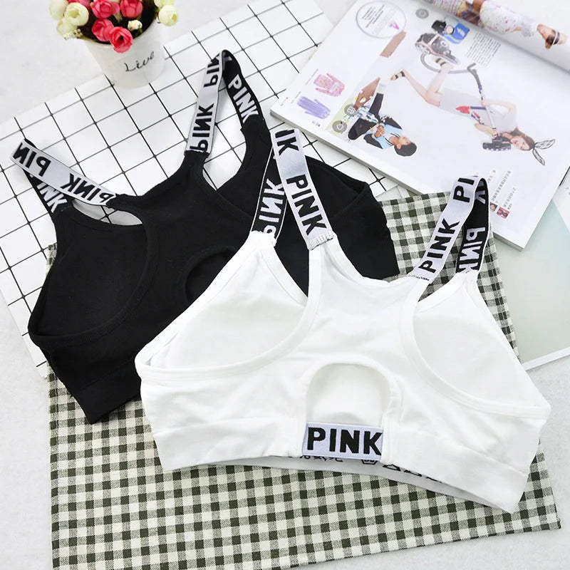 1 PC Women's Sports Bra Push Up Fitness Bra Running Yoga Gym Fitness Top Black White Letters Seamless Underwear Bras Sport