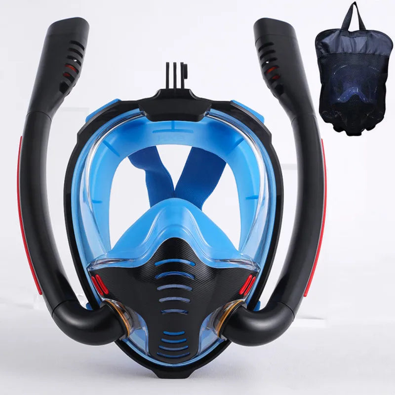 Full Dry Double Tube Snorkeling Mask for Adults