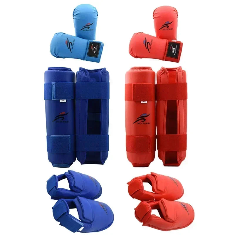 Taekwondo Karate Boxing Leg Hand Foot Protector Set Sparring Gear Shin Guard Bands Gloves Sports  Kids Adults Equipment