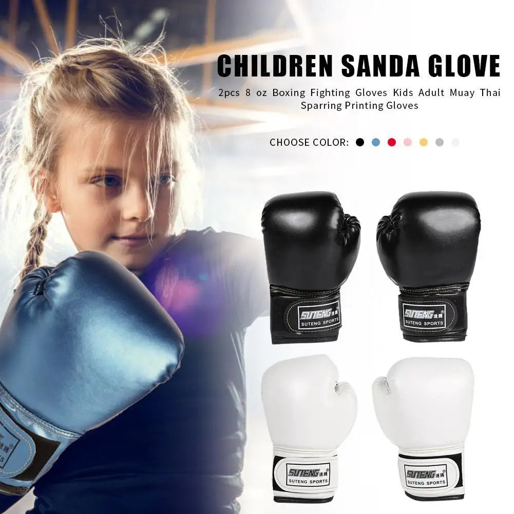 2pcs Professional Muay Thai Boxing Gloves - PU Leather, Breathable Training Mitts for Kids đ„