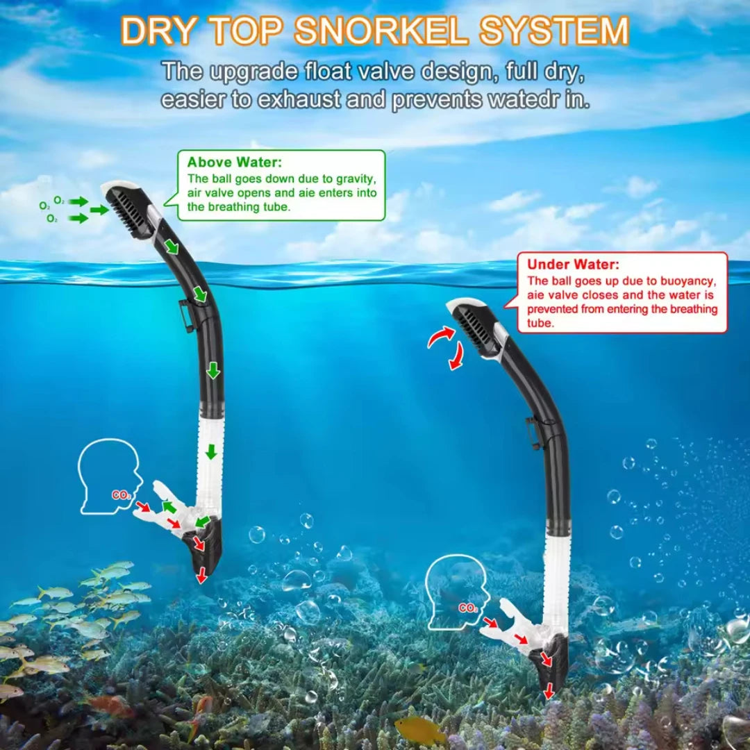 Adult Scuba Diving Mask Snorkel Set with Glass Lens