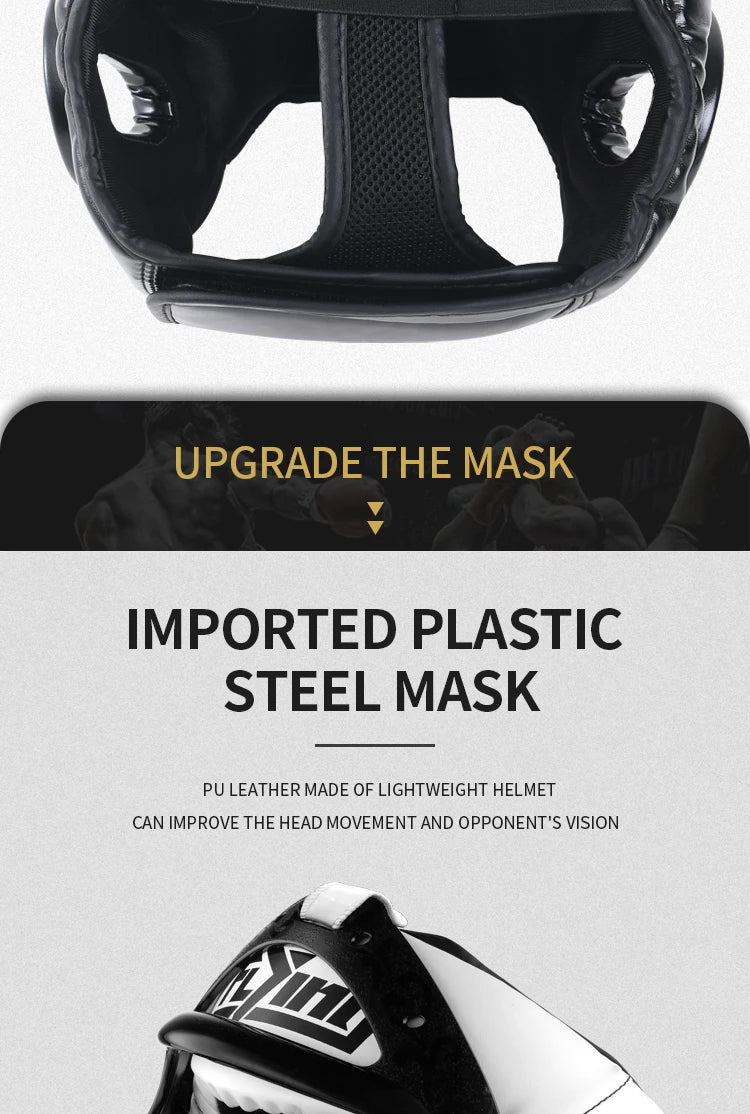 Kids/Adults MMA Muay Thai Boxing Helmet w/ Mask – Taekwondo Martial Arts Sparring Headgear