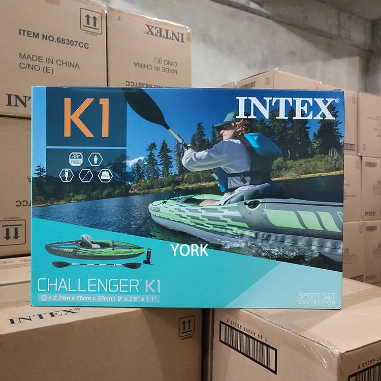 đŁââïž Adventure-Ready Inflatable Kayak â Single Person Fishing & Water Sports Raft | Includes Paddles đ