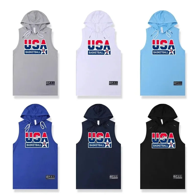 đ Men's Hooded Basketball Vest | Quick-Drying Sleeveless Training T-Shirt