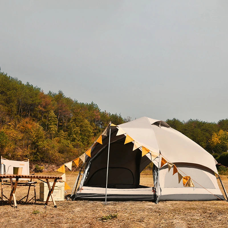 âș Hexagonal Mushroom Outdoor Tent | Quick Open for 3-6 Person Family | UV Camping Awning & Beach Pergola