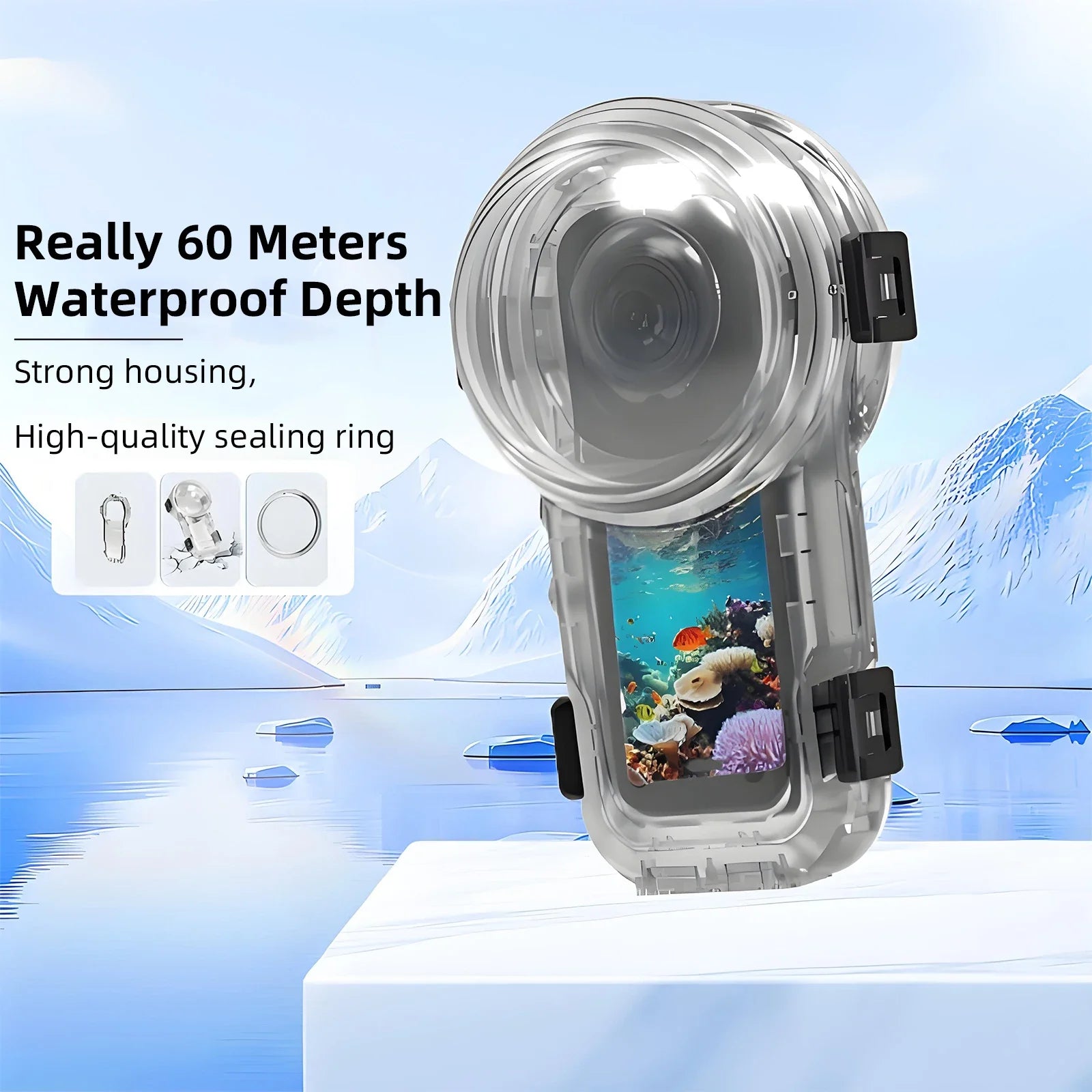 Invisible Waterproof Dive Case for Insta360 X5 Camera