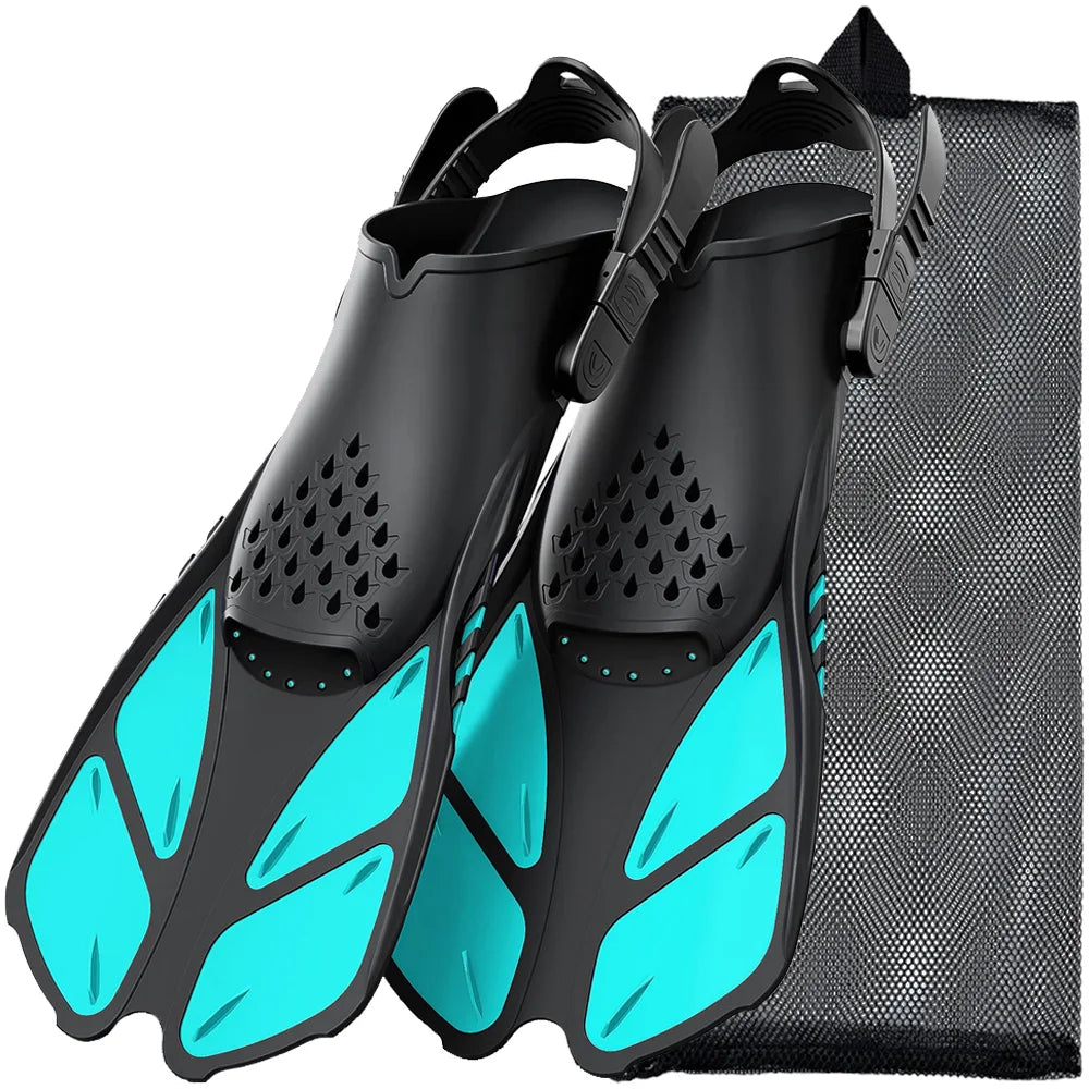 Adjustable Silicone Snorkel Fins for Adults Travel Size