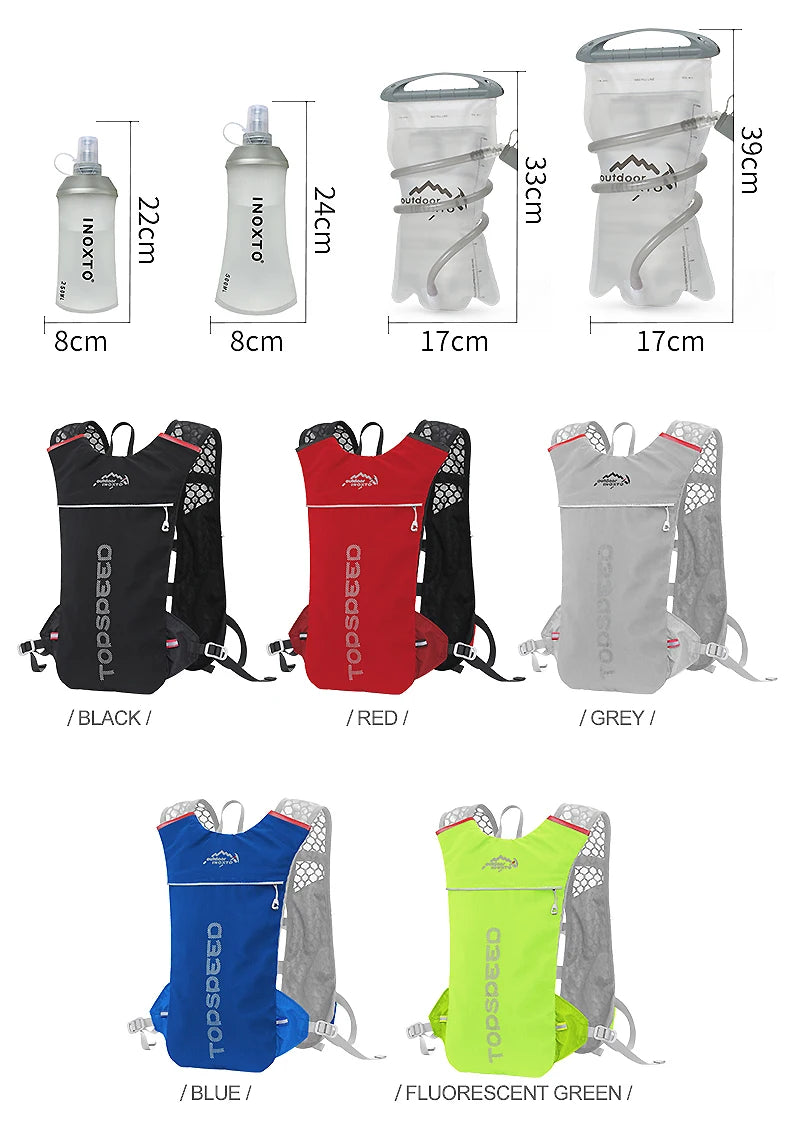 Ultra-Light 5L Trail Running Backpack | Hydration Vest for Marathon & Cycling | Includes 1.5L & 2L Water Bags 🚴♀️💧
