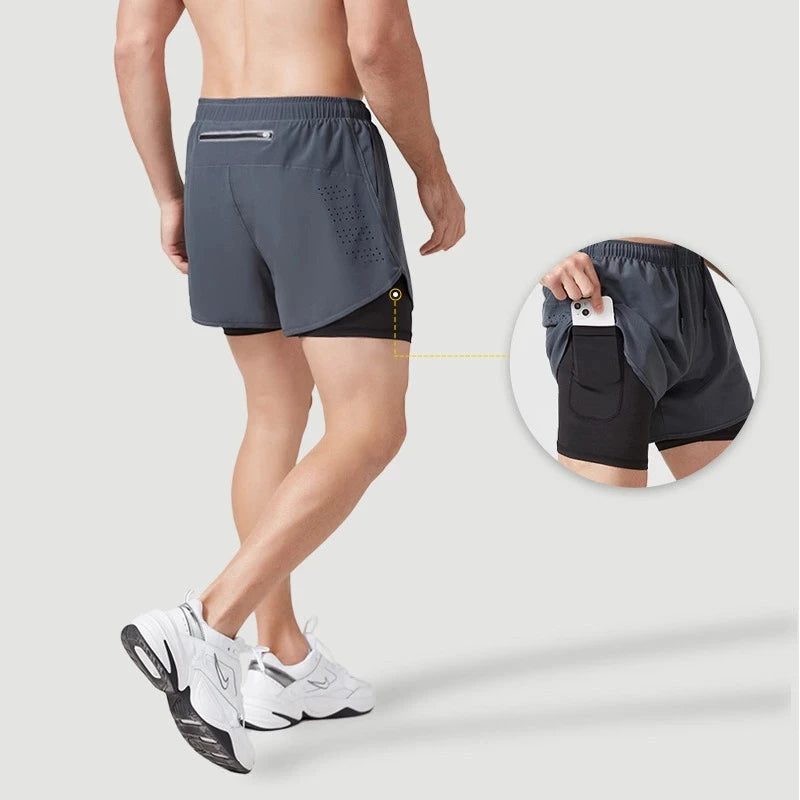 Men's Quick-Drying Fitness Running Shorts - Double Layer Sport Workout Training Bodybuilding Shorts 🏋️♂️