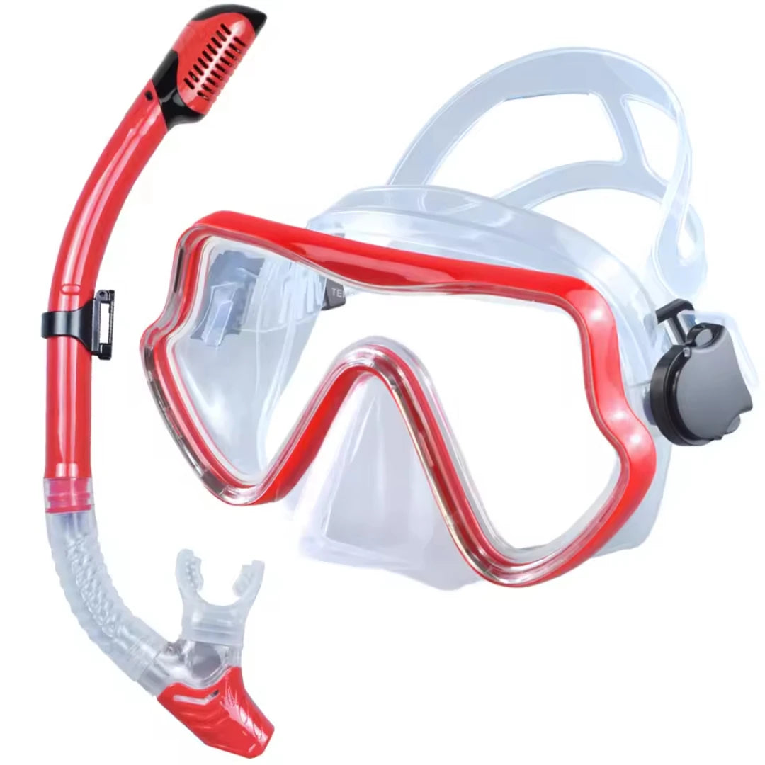 Adult Scuba Diving Mask Snorkel Set with Glass Lens