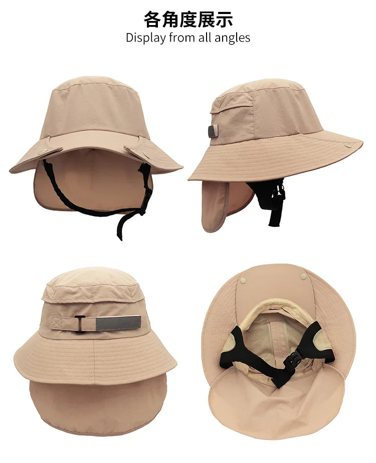 Men's Large Eaves Sun Hat – Detachable Fisherman Surf Cap for Ultimate Summer UV Protection