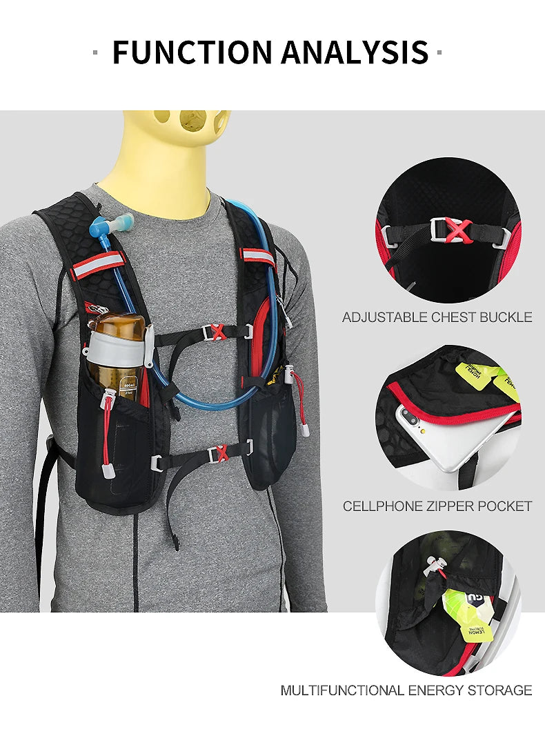 Ultra-Light 5L Trail Running Backpack | Hydration Vest for Marathon & Cycling | Includes 1.5L & 2L Water Bags 🚴♀️💧
