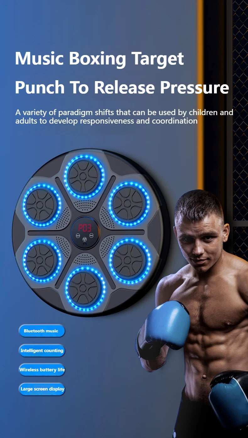 Smart Bluetooth Music Boxing Machine – Wall-Mounted Electronic Punching Trainer for Gym & Home