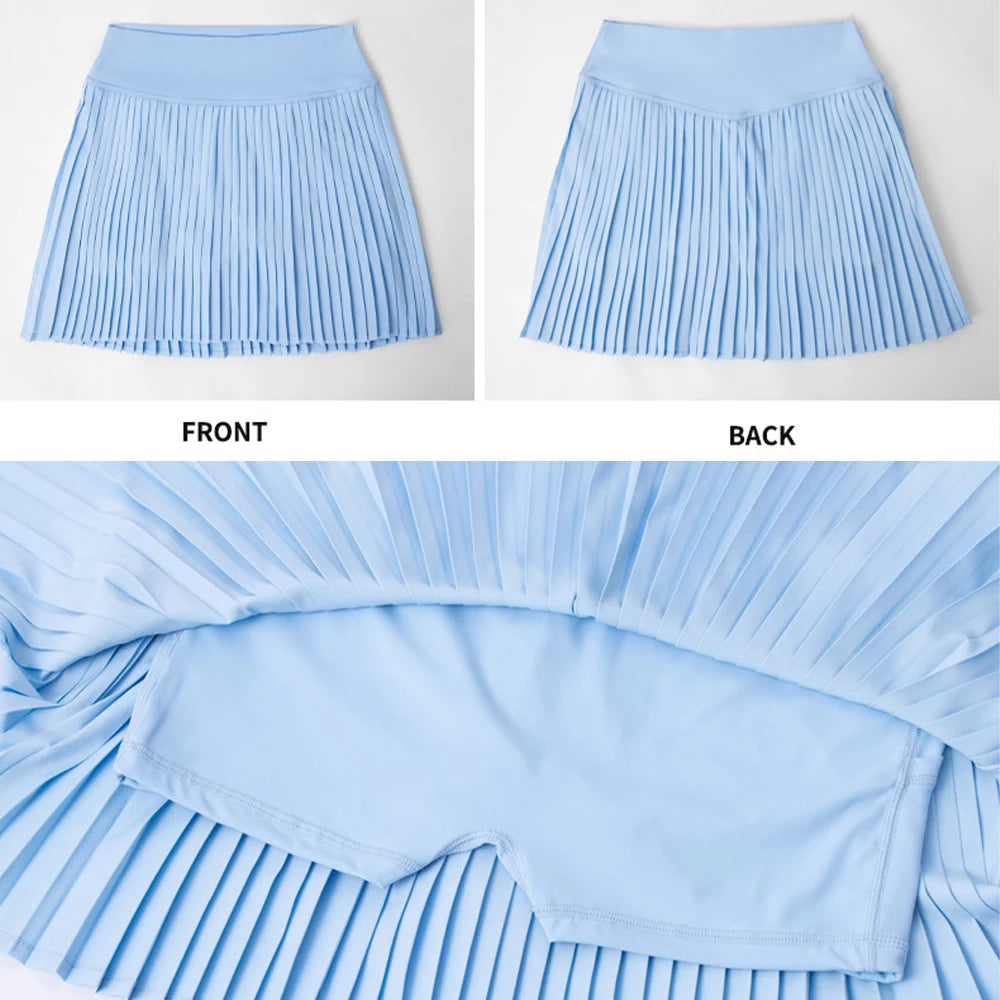 Women's Pleated Tennis Skort with Pockets and Shorts